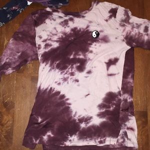 A long sleeve tie die purple shirt